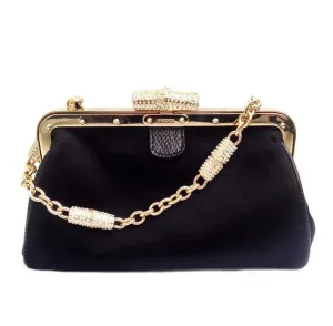 2000s Gucci Satin Crystal bamboo evening clutch bag