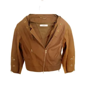 2000s Prada Tobacco Brown Cotton Cropped Jacket