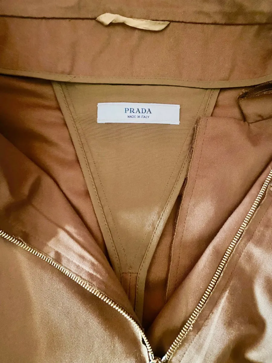 2000s Prada Tobacco Brown Cotton Cropped Jacket