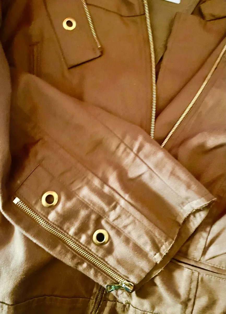 2000s Prada Tobacco Brown Cotton Cropped Jacket