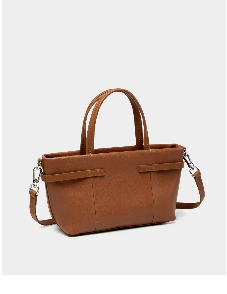 22CM cowhide single shoulder women's leather handbag 2951 golden Brown