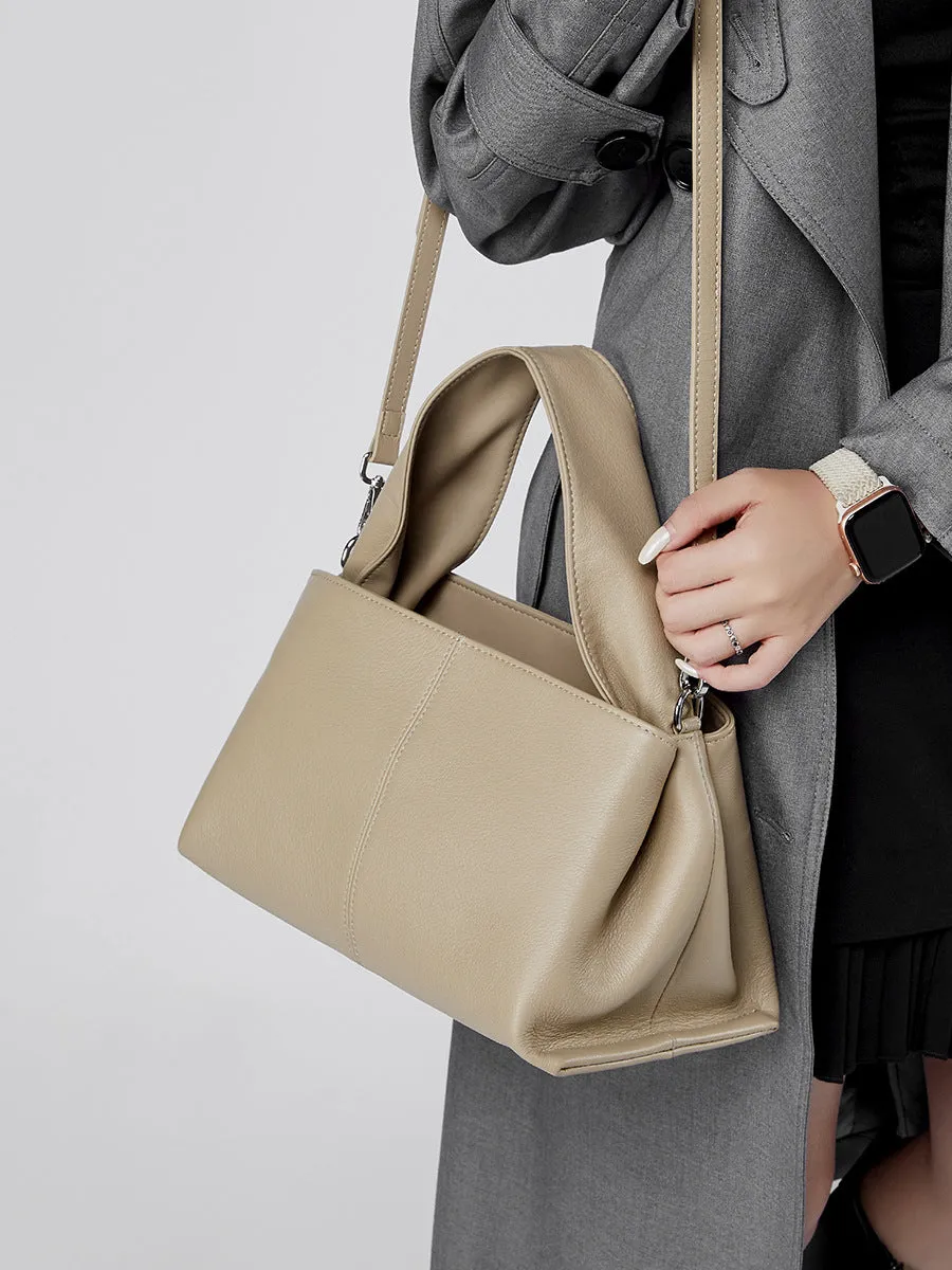 30CM leather single shoulder layer cowhide fashion trend women's bag 2903 apricot