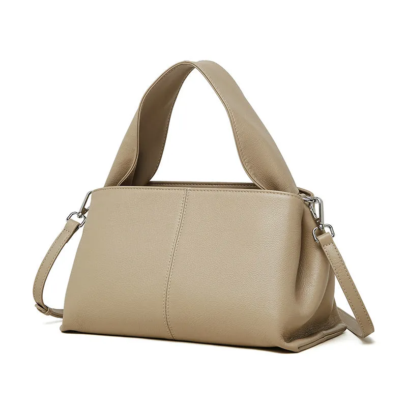30CM leather single shoulder layer cowhide fashion trend women's bag 2903 apricot