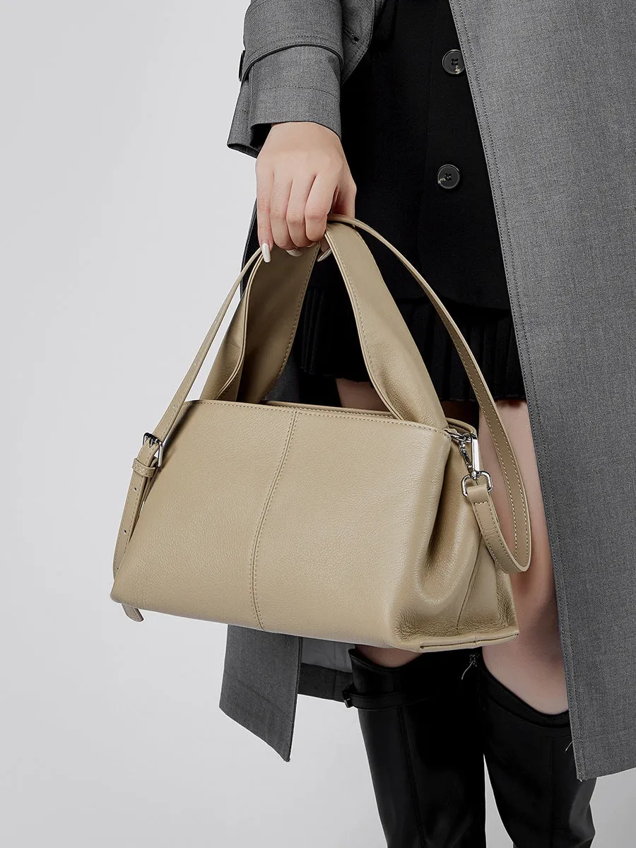 30CM leather single shoulder layer cowhide fashion trend women's bag 2903 apricot