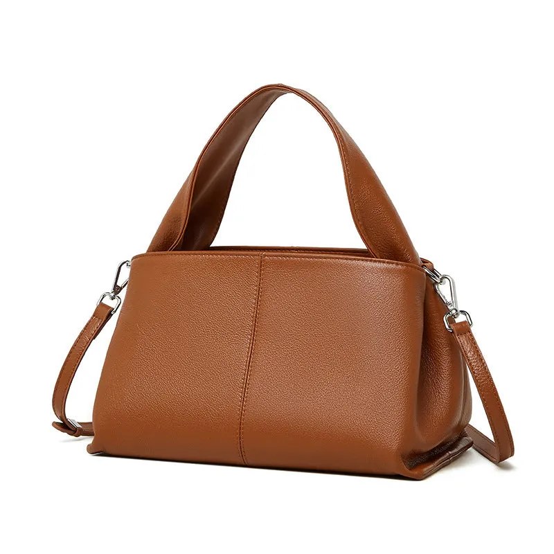 30CM leather single shoulder layer cowhide fashion trend women's bag 2903 apricot