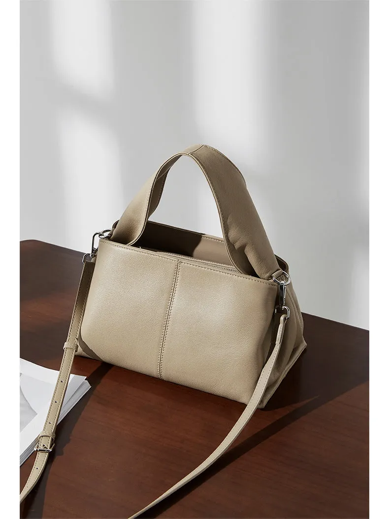 30CM leather single shoulder layer cowhide fashion trend women's bag 2903 apricot