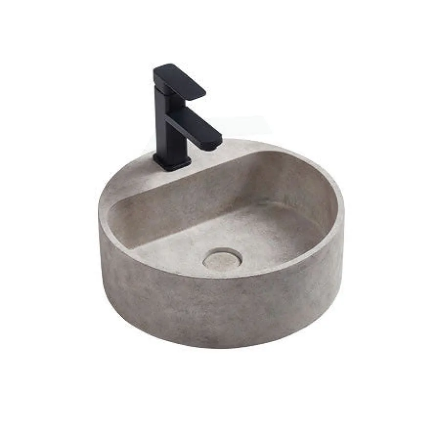 400x400x140mm Round Above Counter Concrete Basin Burberry Stone Pop Up Waste Included