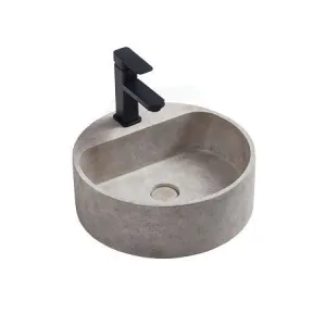 400x400x140mm Round Above Counter Concrete Basin Burberry Stone Pop Up Waste Included