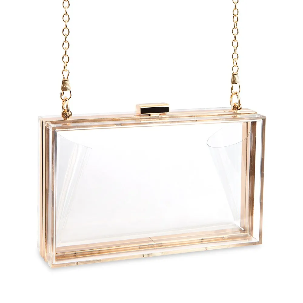 ACRYLIC BOX CLUTCH - CLEAR