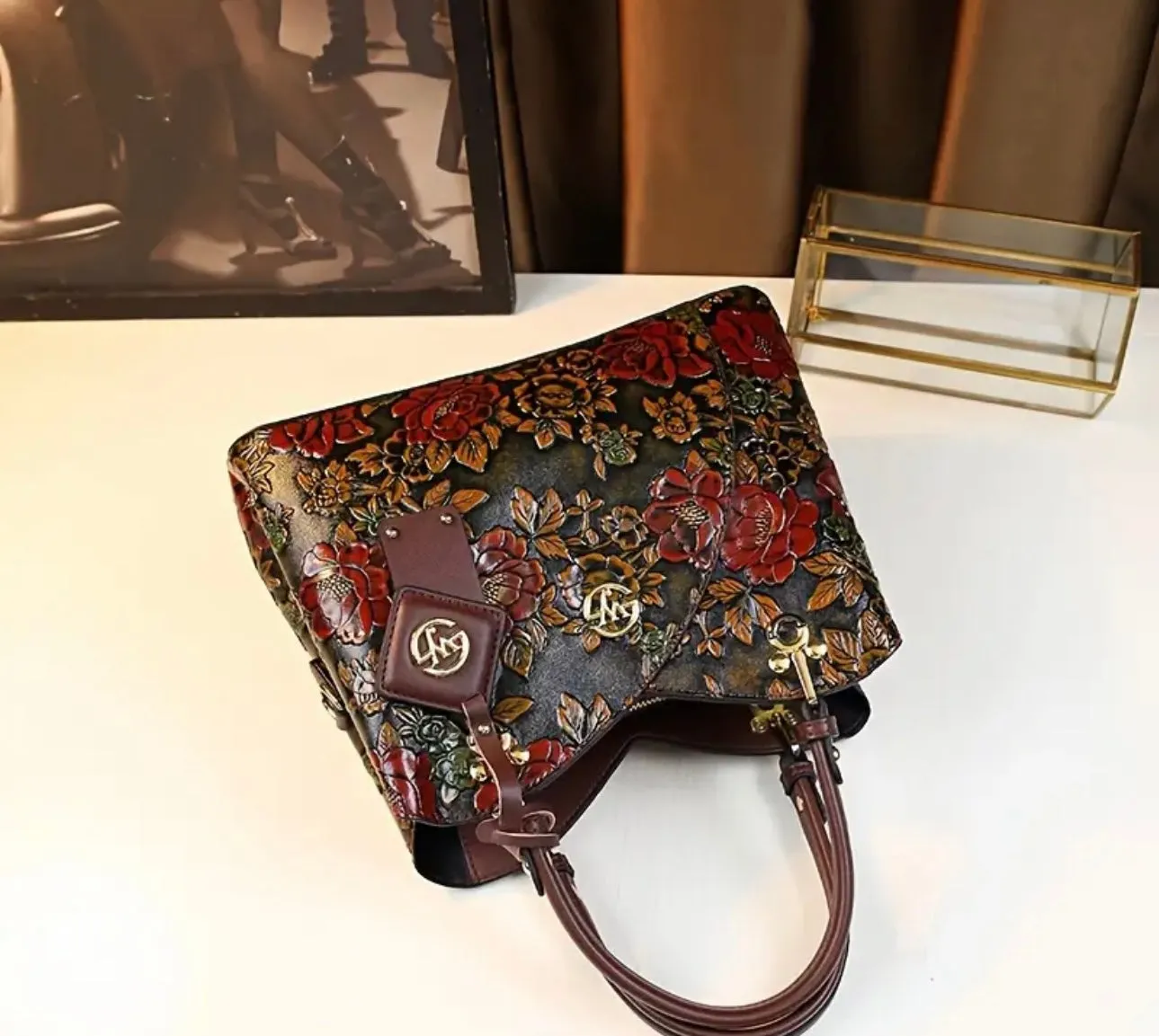 Andrea’s Deals Vintage Flower Pattern Handbag, Classic