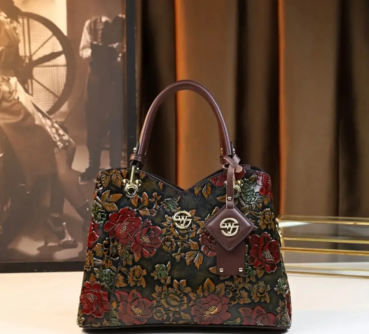 Andrea’s Deals Vintage Flower Pattern Handbag, Classic