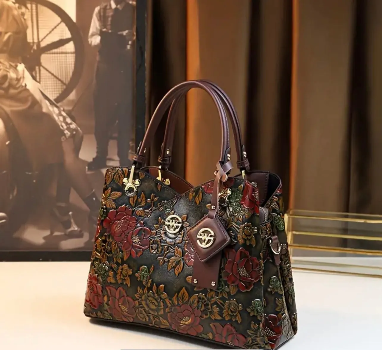 Andrea’s Deals Vintage Flower Pattern Handbag, Classic