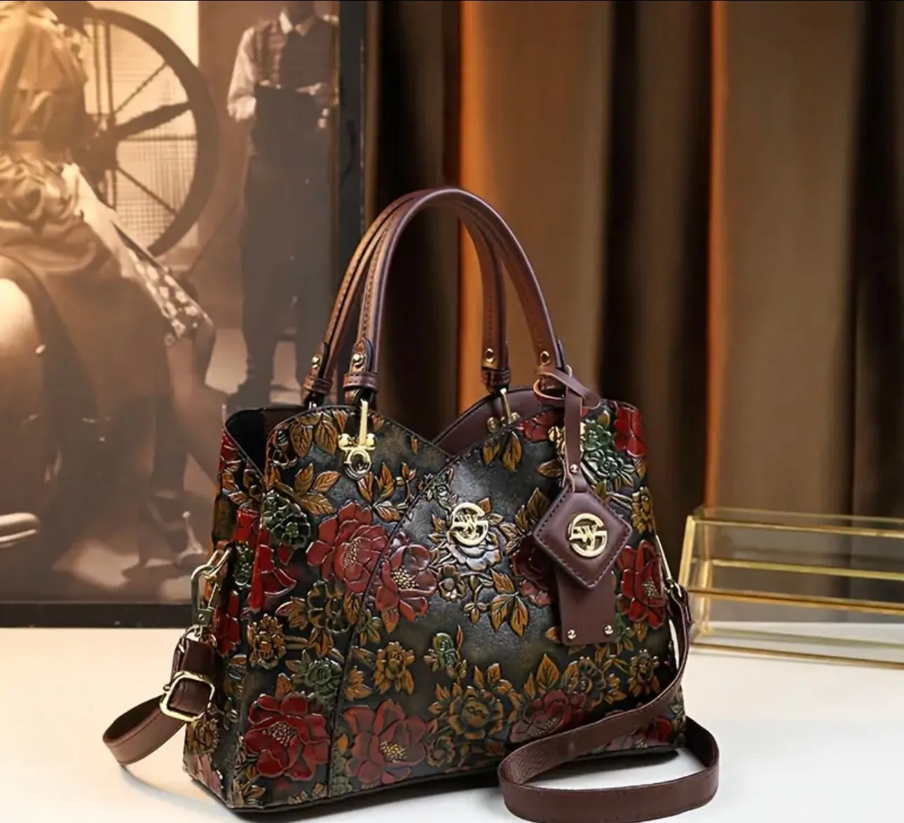 Andrea’s Deals Vintage Flower Pattern Handbag, Classic