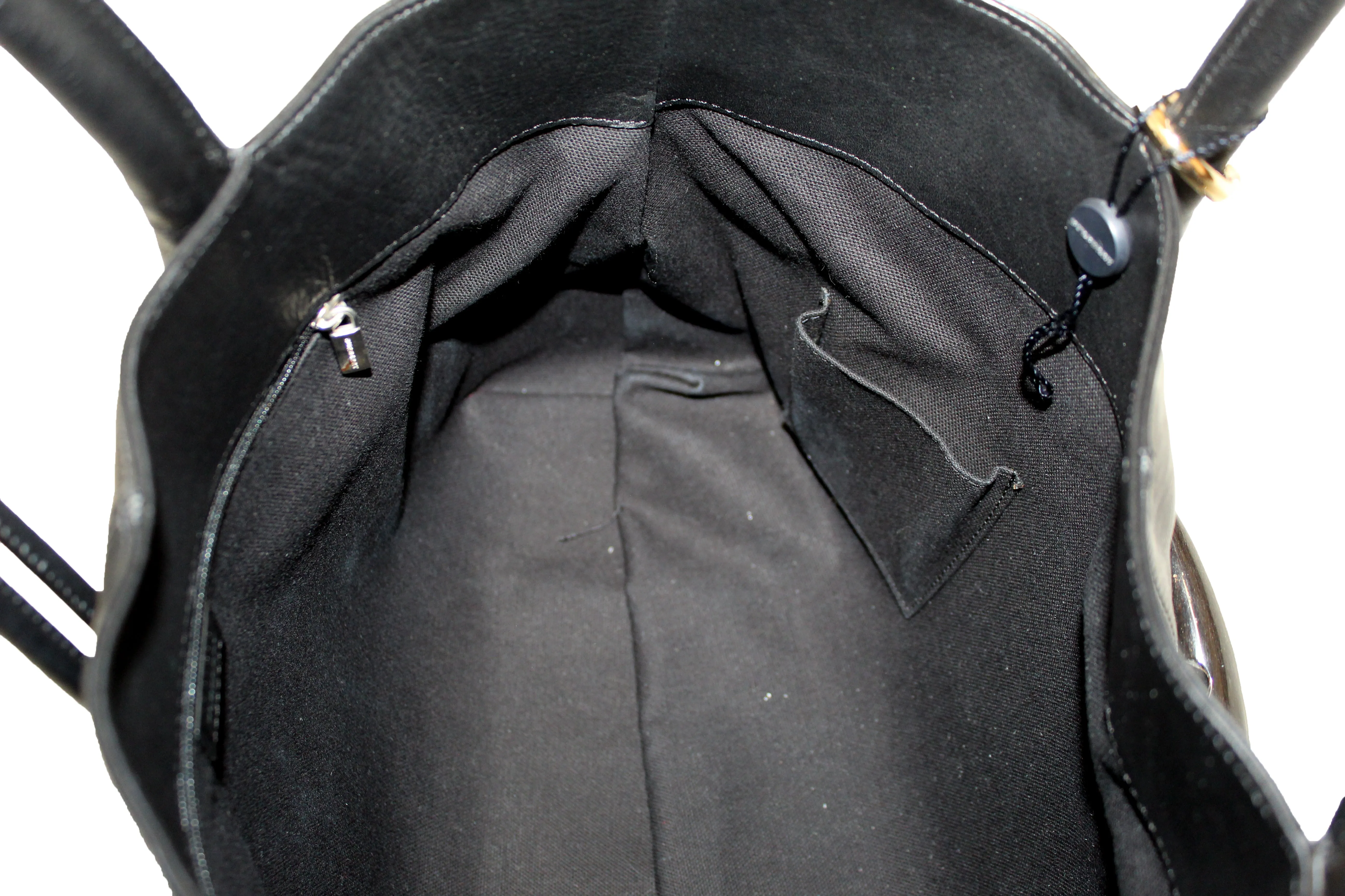 Authentic Burberry Black Haymarket Leather Horn Toggle Tote