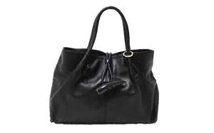 Authentic Burberry Black Haymarket Leather Horn Toggle Tote