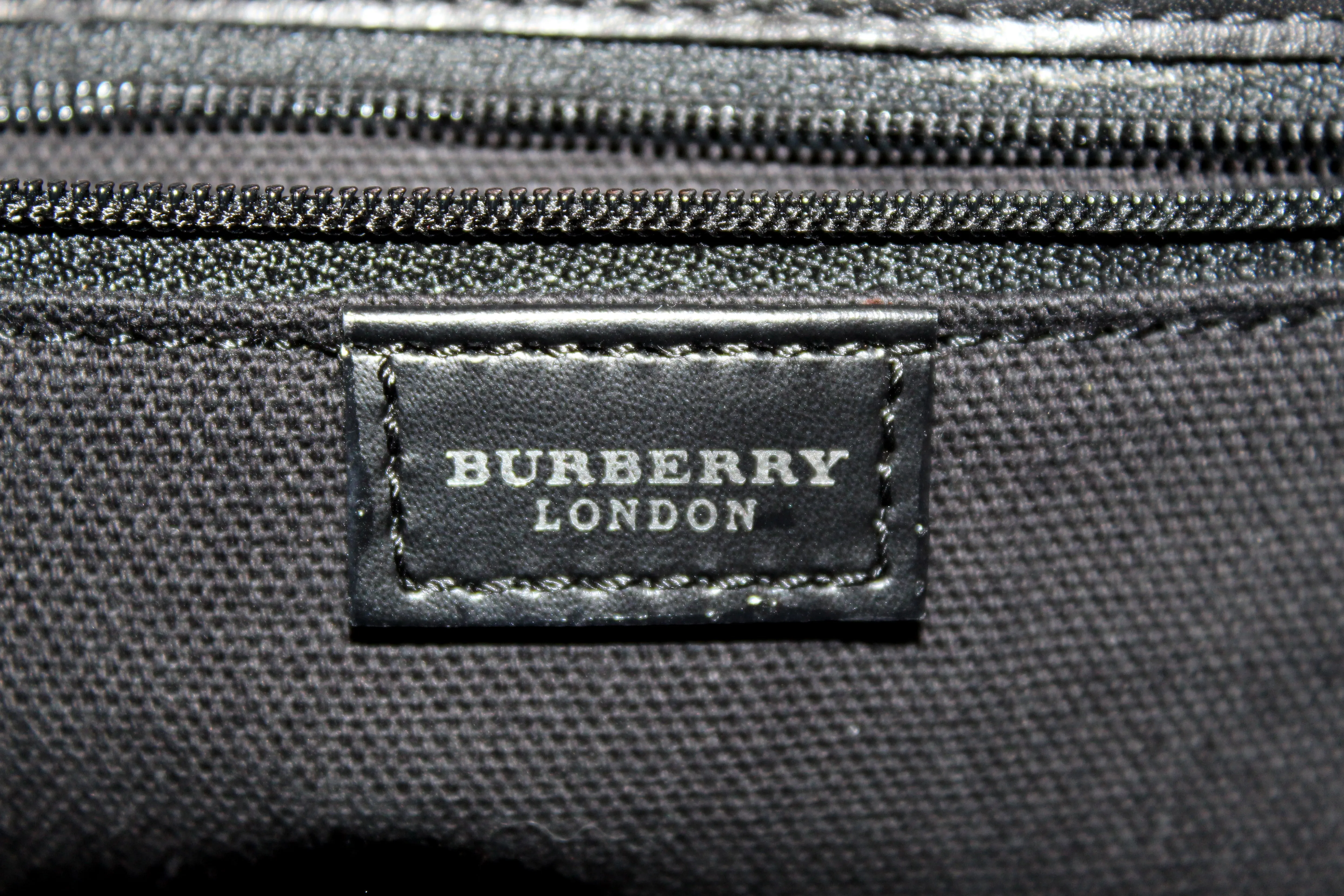 Authentic Burberry Black Haymarket Leather Horn Toggle Tote