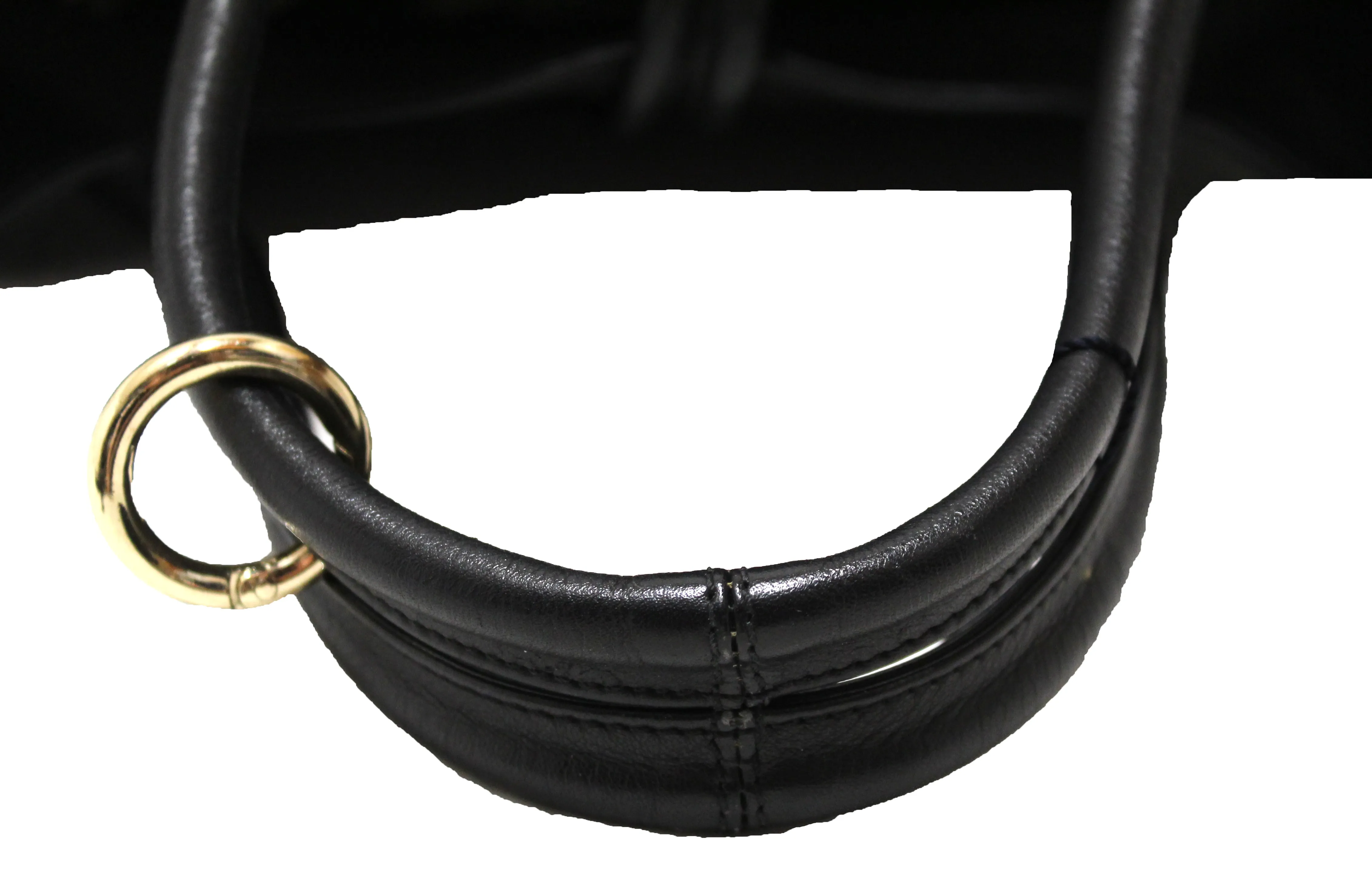 Authentic Burberry Black Haymarket Leather Horn Toggle Tote