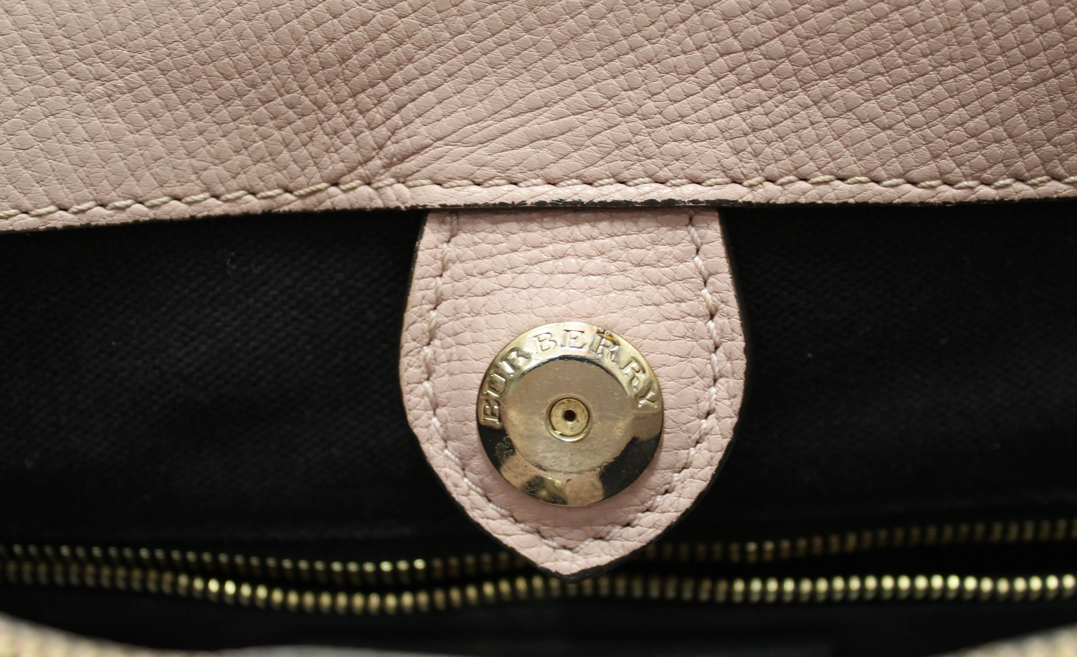 Authentic Burberry Powder Pink Leather and House Check Fabric Medium Banner Tote Bag