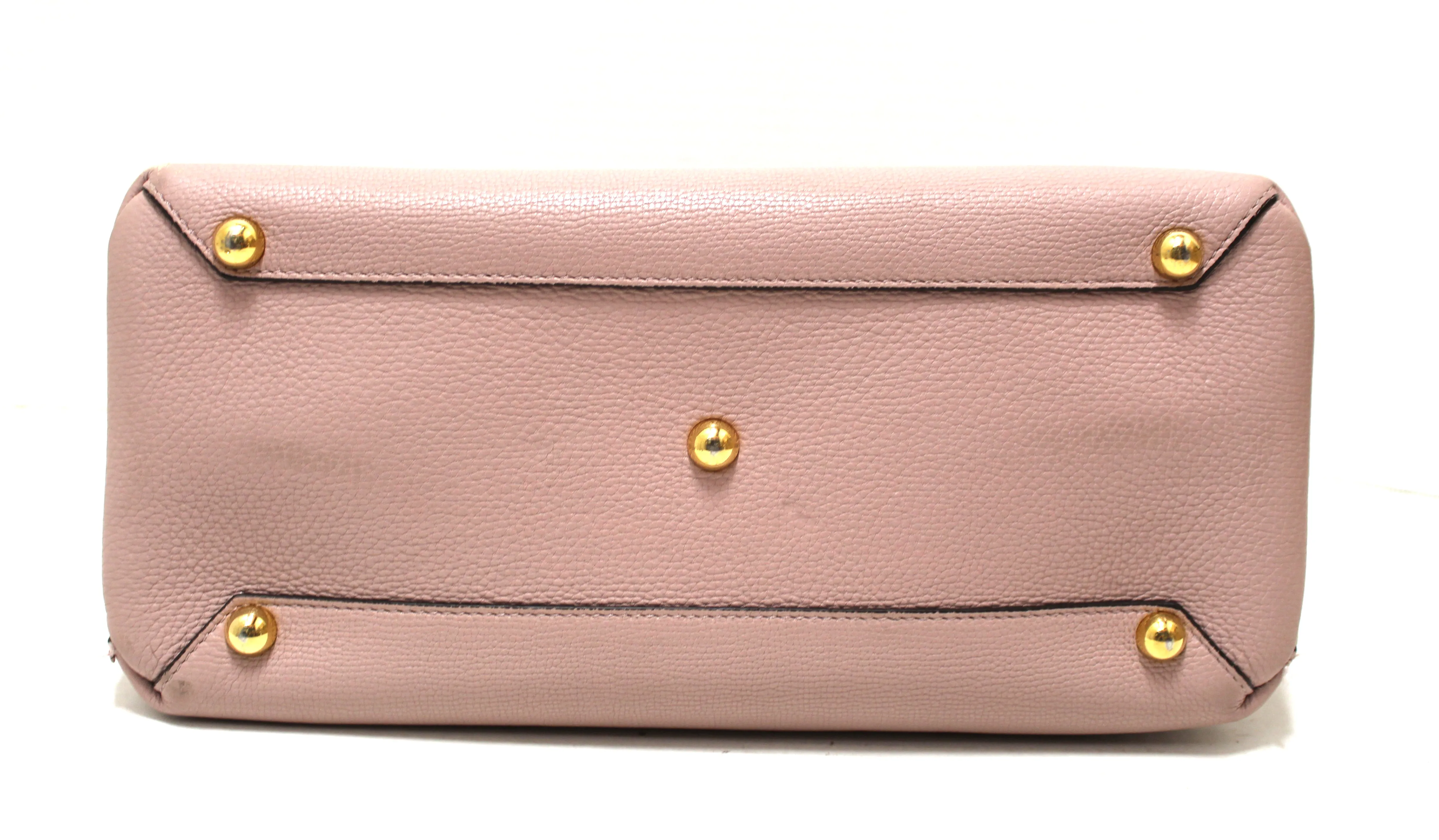 Authentic Burberry Powder Pink Leather and House Check Fabric Medium Banner Tote Bag
