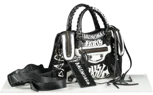 Balenciaga Black Mini Classic City Graffiti Bag