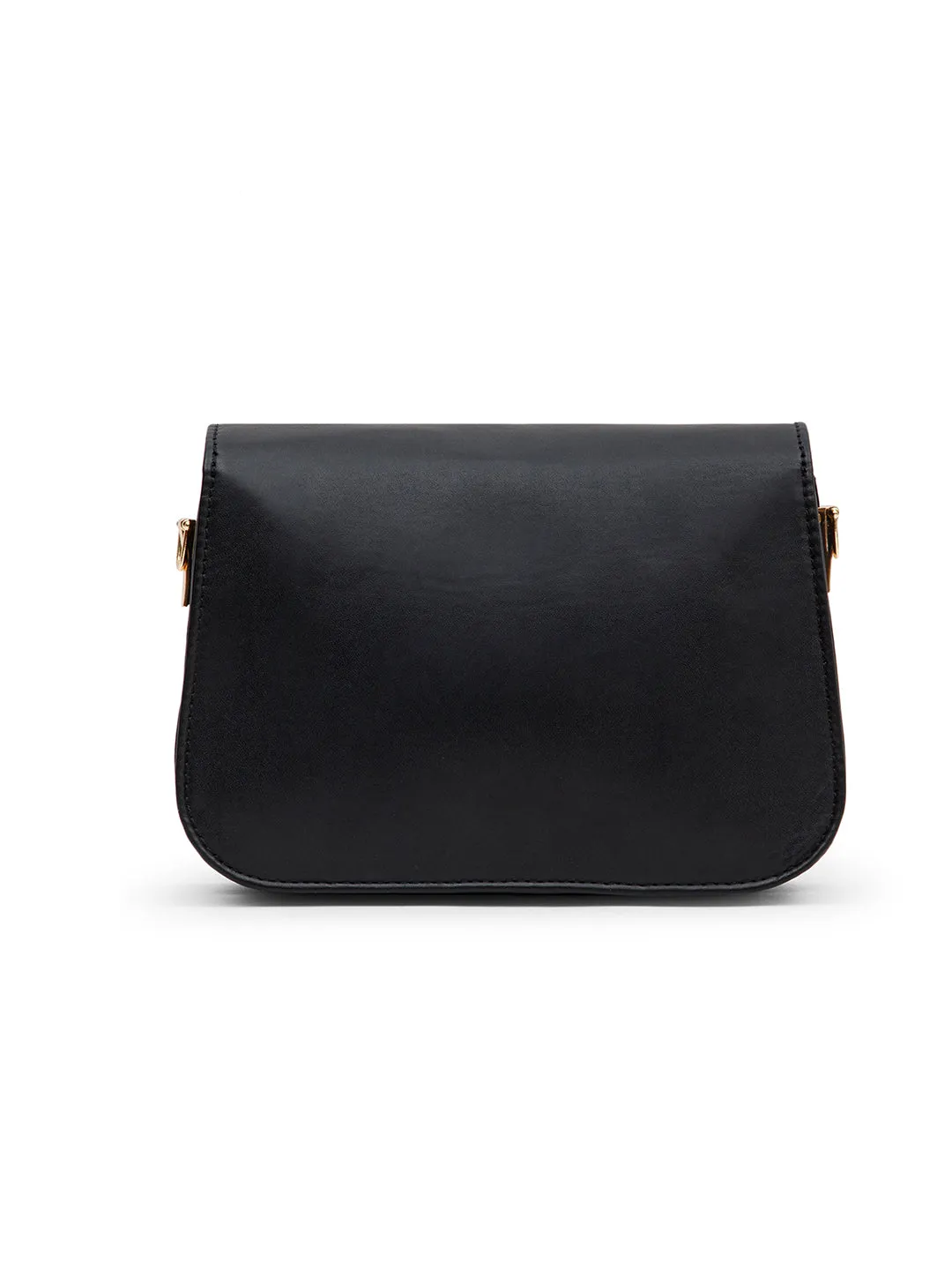 Berrylush Women Solid Black PU Detachable Sling Strap Arrow Striped Pattern Structured Regular Sling Bag