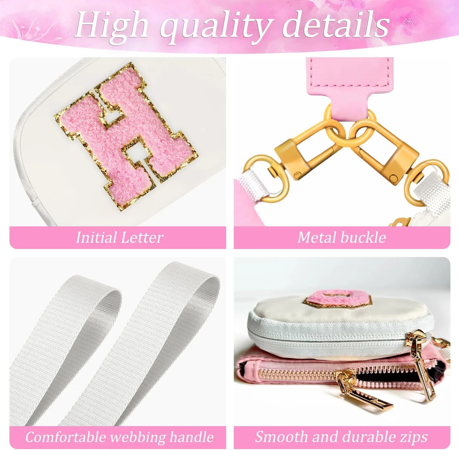 Birthday Gifts for Girls, Teen Girl Gifts Trendy Stuff,Initial Wristlet Wallets for Women, dual Pouch Wristlet Cute Stuff for Girls Women Teen Gift mini coin purse (M, Pink Beige)