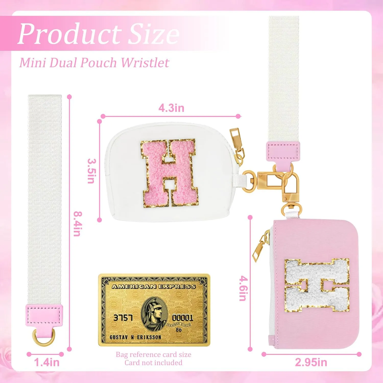 Birthday Gifts for Girls, Teen Girl Gifts Trendy Stuff,Initial Wristlet Wallets for Women, dual Pouch Wristlet Cute Stuff for Girls Women Teen Gift mini coin purse (M, Pink Beige)