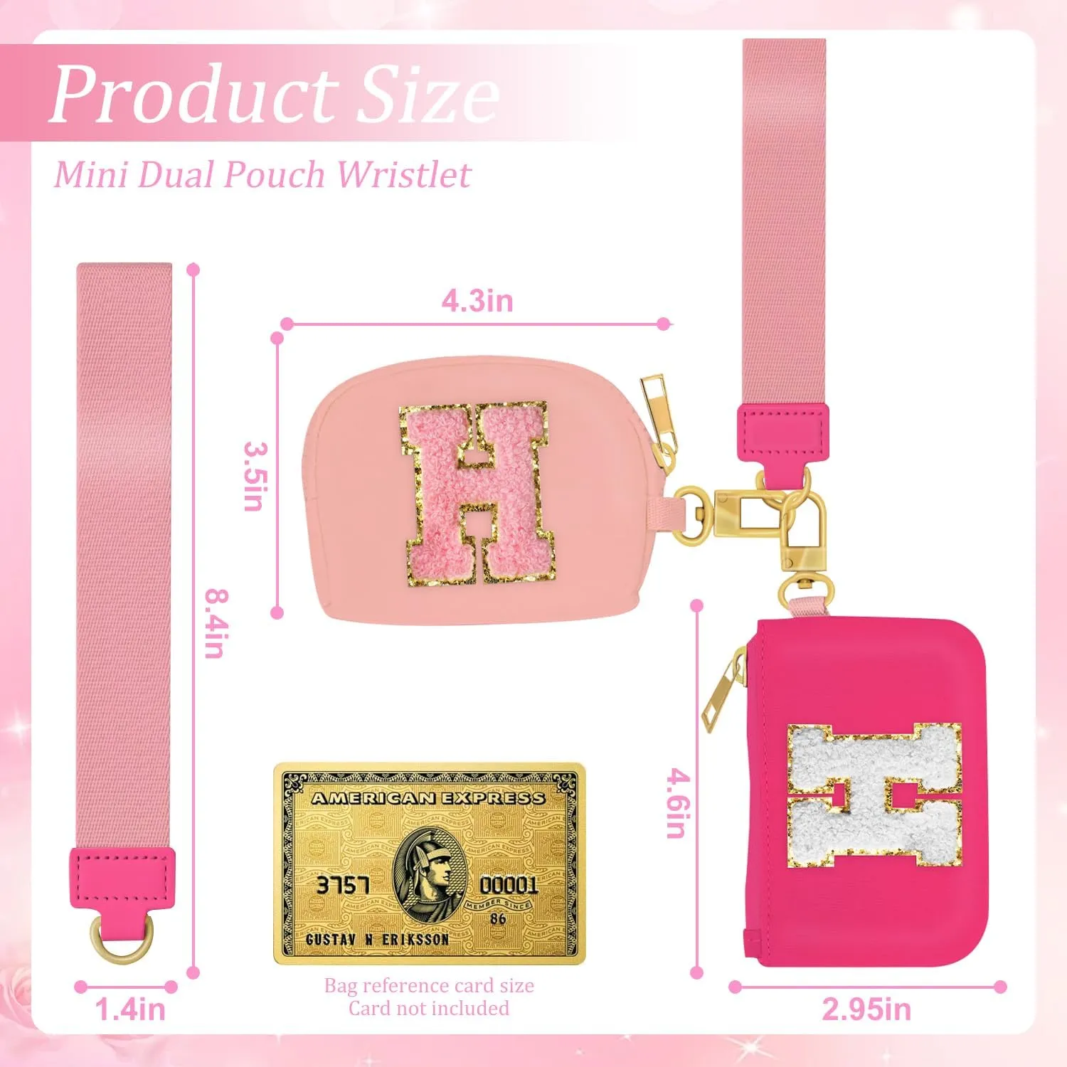 Birthday Gifts for Girls, Teen Girl Gifts Trendy Stuff,Initial Wristlet Wallets for Women, dual Pouch Wristlet Cute Stuff for Girls Women Teen Gift mini coin purse (M, Rose Pink)