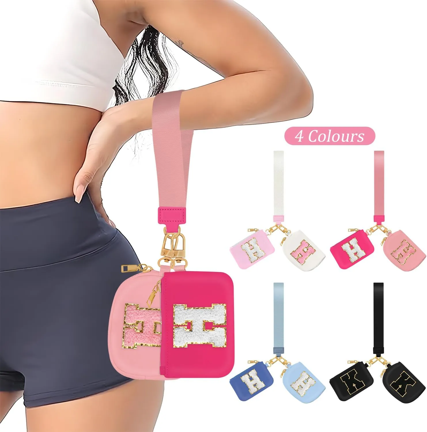 Birthday Gifts for Girls, Teen Girl Gifts Trendy Stuff,Initial Wristlet Wallets for Women, dual Pouch Wristlet Cute Stuff for Girls Women Teen Gift mini coin purse (M, Rose Pink)