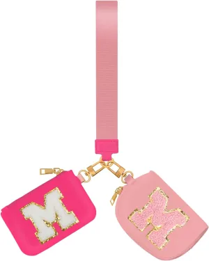 Birthday Gifts for Girls, Teen Girl Gifts Trendy Stuff,Initial Wristlet Wallets for Women, dual Pouch Wristlet Cute Stuff for Girls Women Teen Gift mini coin purse (M, Rose Pink)