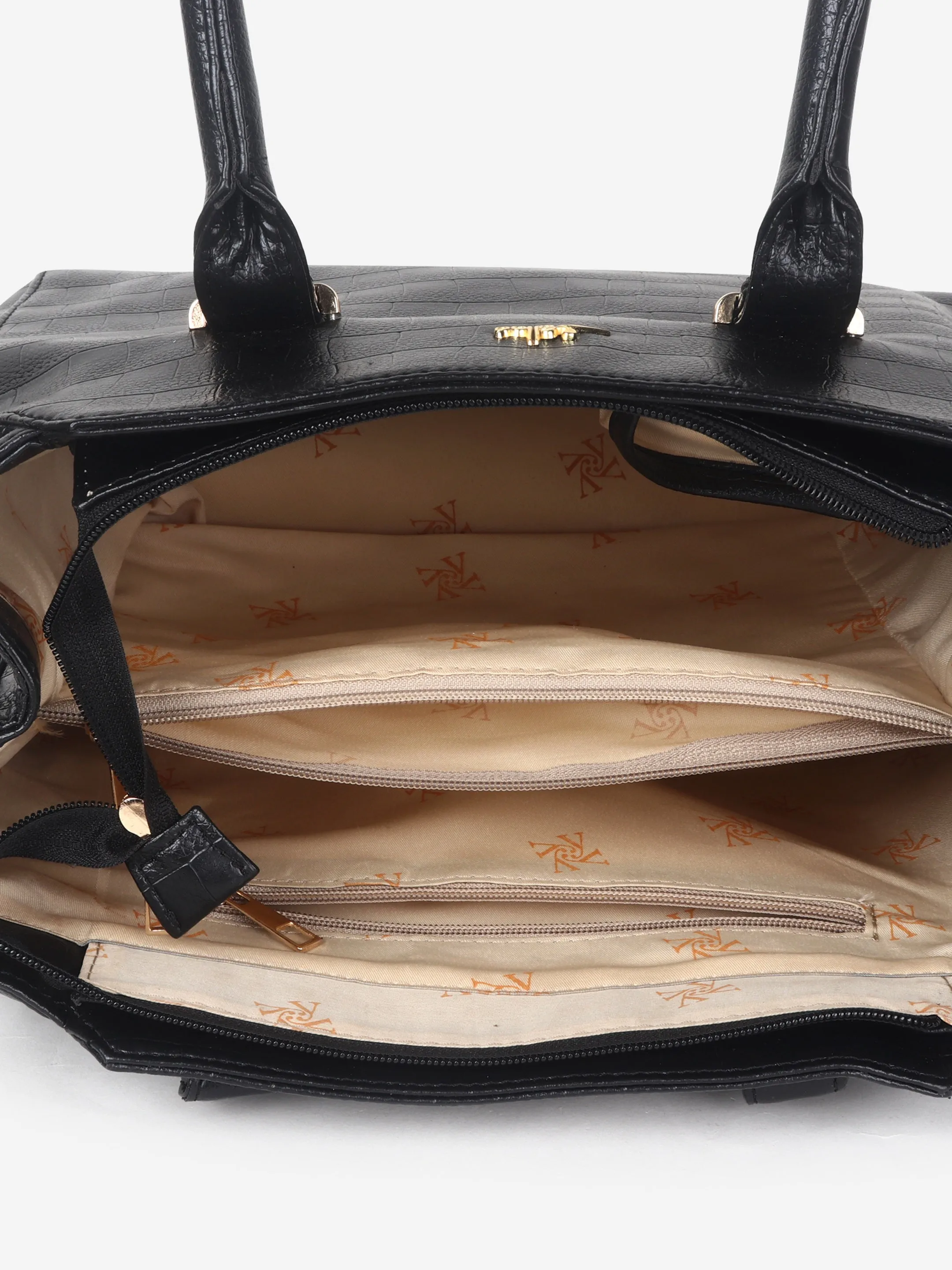 Black PU Leather Solid Handbag for Women