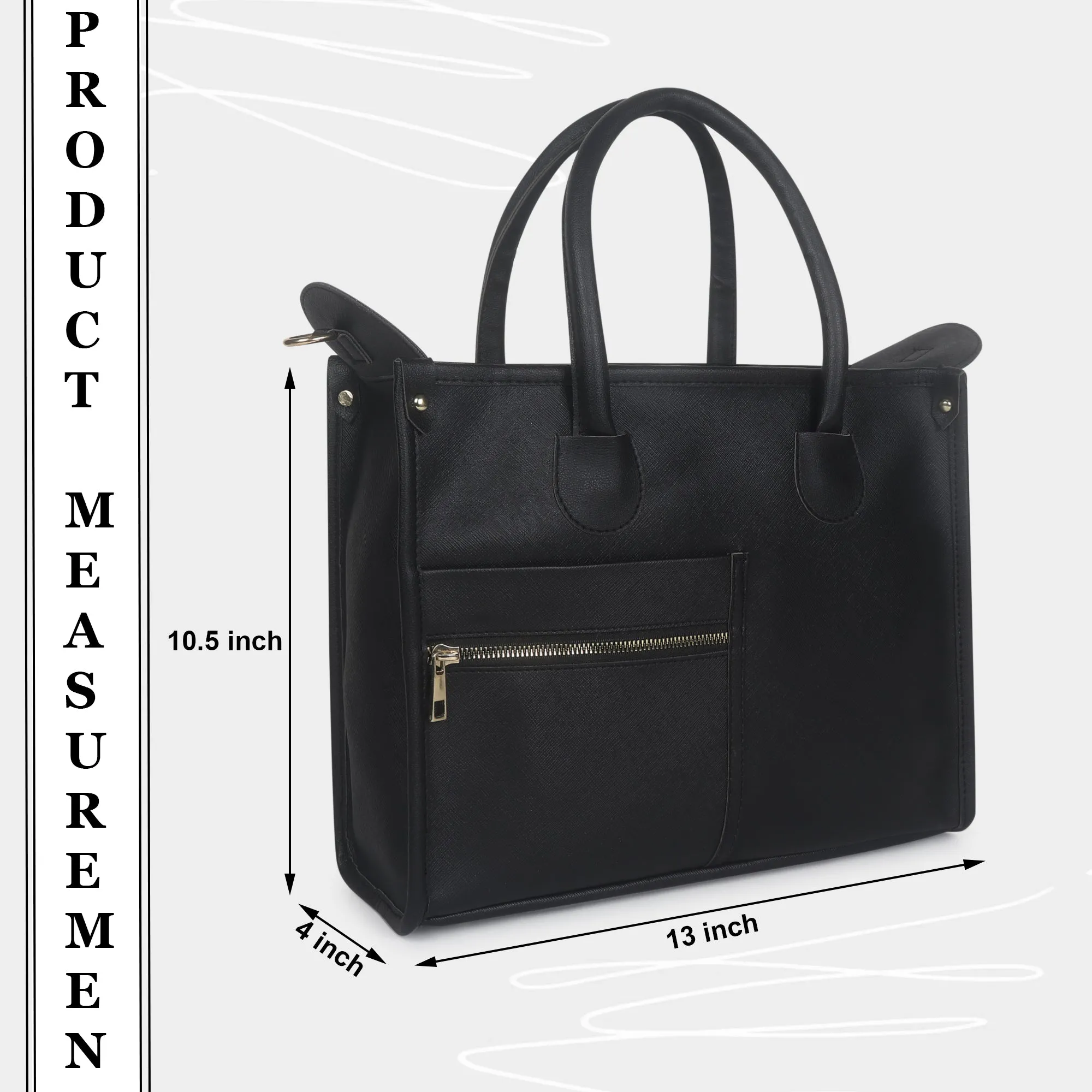 Black Saffiano Synthetic Leather Handbag For Women