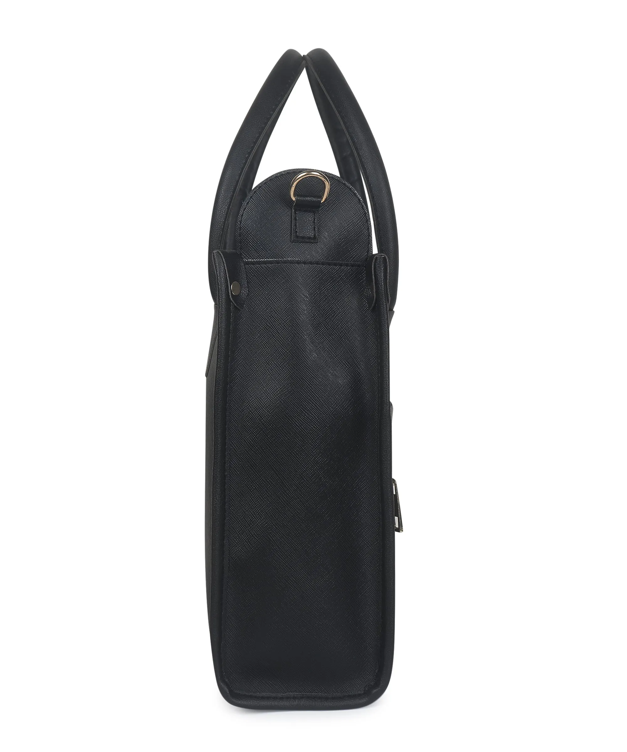 Black Saffiano Synthetic Leather Handbag For Women