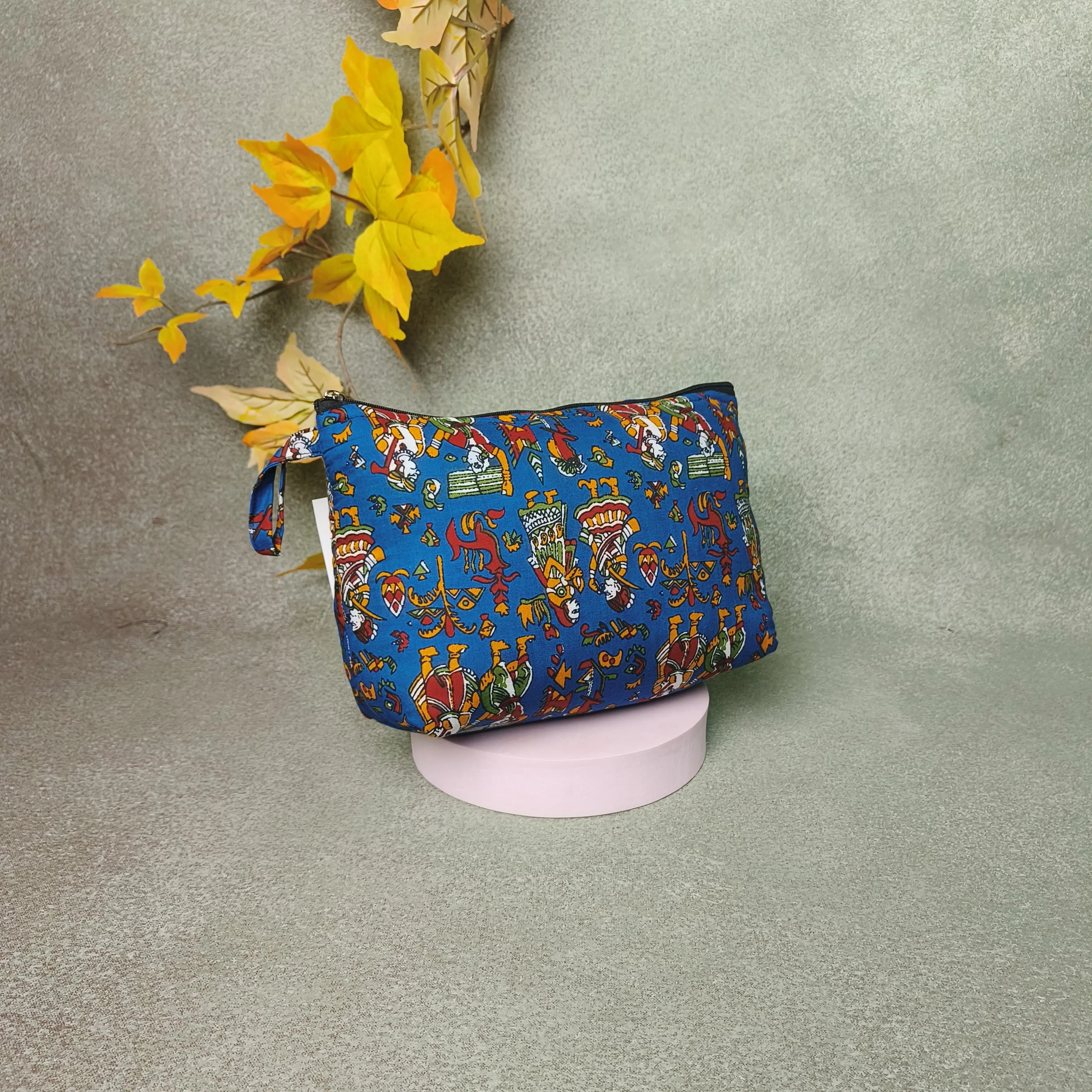 Boat Purse blue Color with kalamkari Design