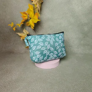 Boat purse Green Colour with White leaf Design.