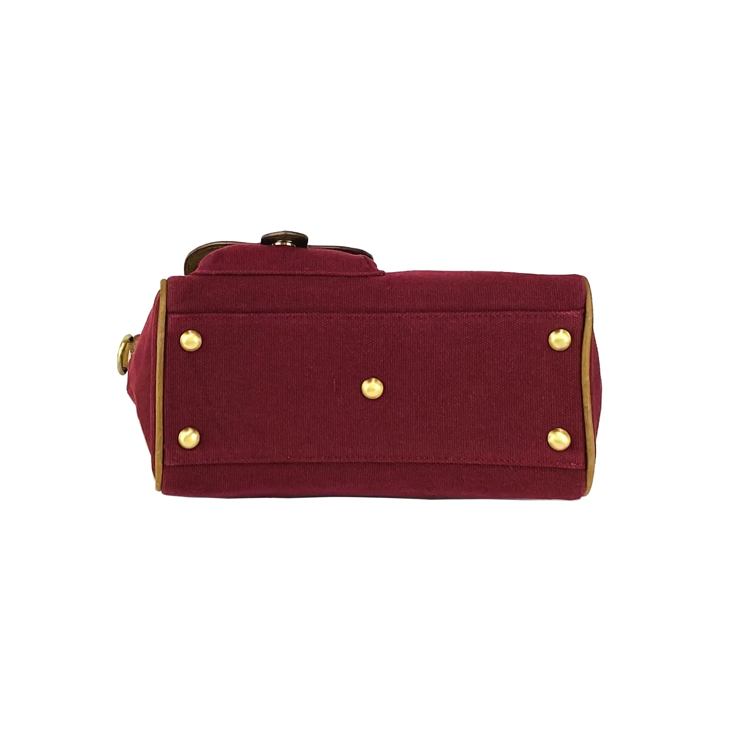 Bordeaux Chic: Italian Canvas and Leather Mini Handbag