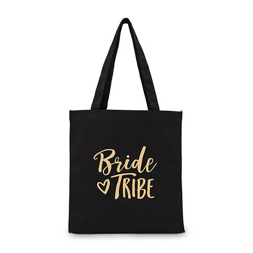 BRIDE TRIBE BLACK CANVAS TOTE BAG