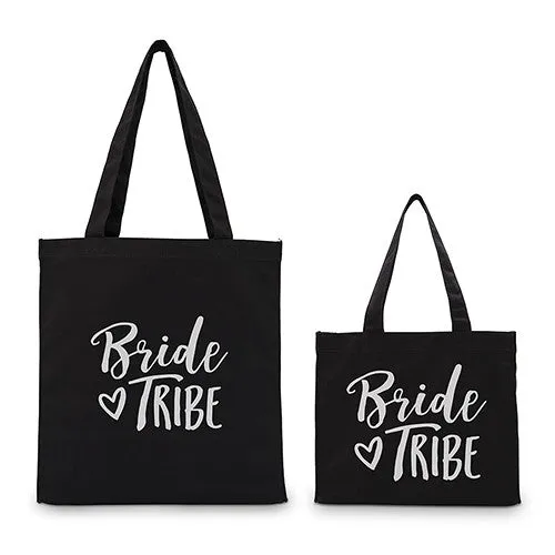 BRIDE TRIBE BLACK CANVAS TOTE BAG