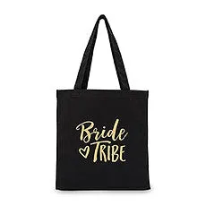 BRIDE TRIBE BLACK CANVAS TOTE BAG