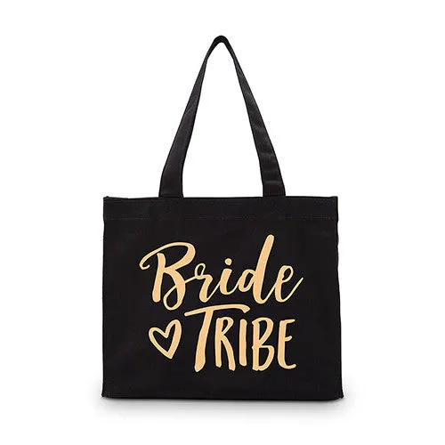BRIDE TRIBE BLACK CANVAS TOTE BAG