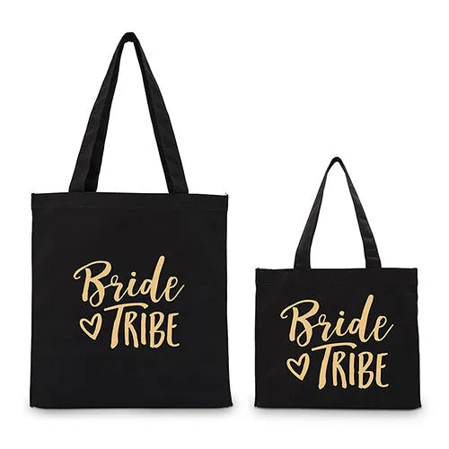 BRIDE TRIBE BLACK CANVAS TOTE BAG