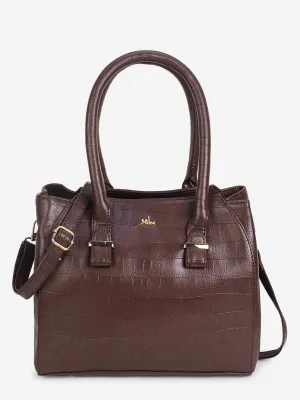 Brown PU Leather Solid Handbag for Women