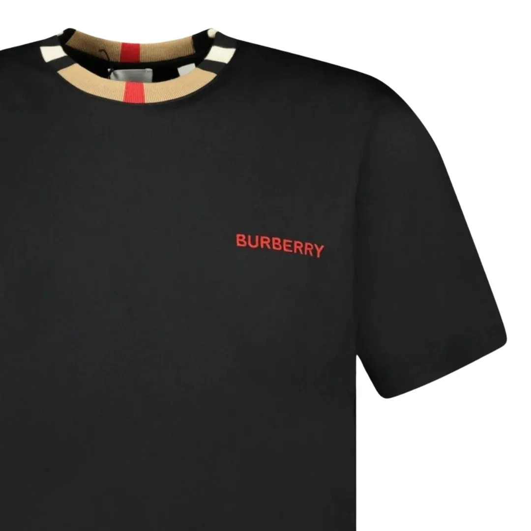 Burberry Pattern Collar Black Oversized T-Shirt