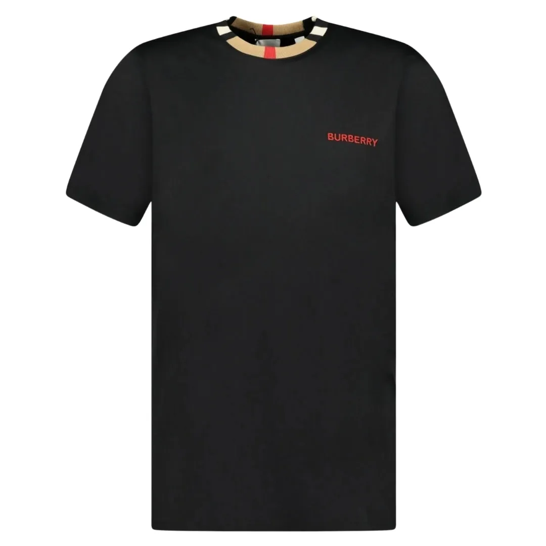 Burberry Pattern Collar Black Oversized T-Shirt