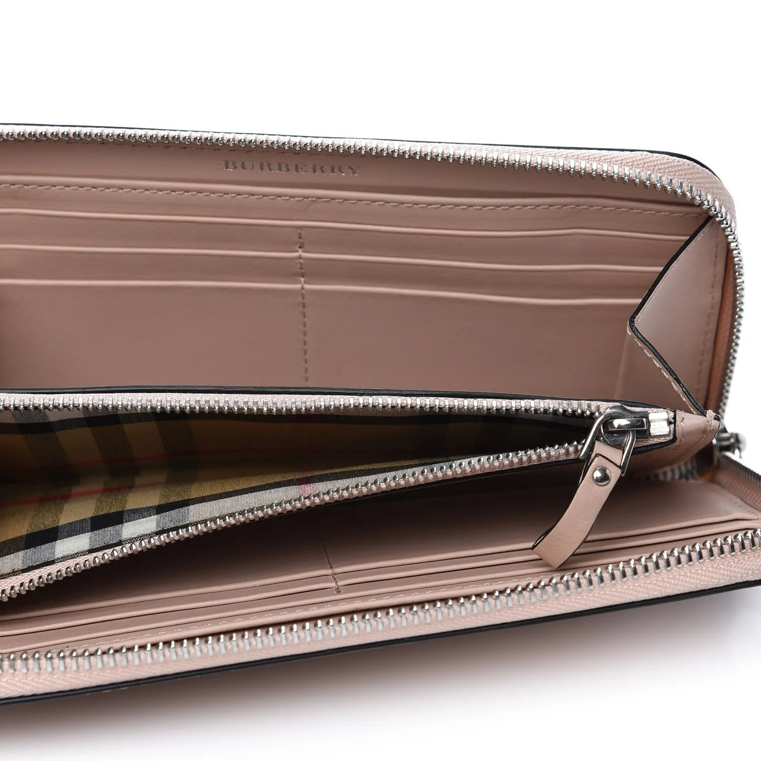 BURBERRY PERFORATED CALFSKIN ZIP AROUND WALLET