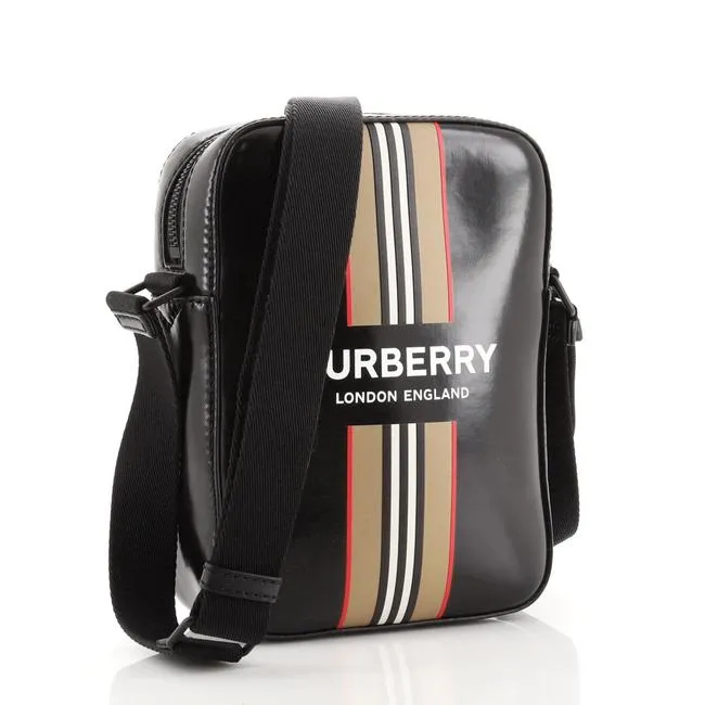 Burberry Thornton Striped Coated Canvas Crossbody Bag