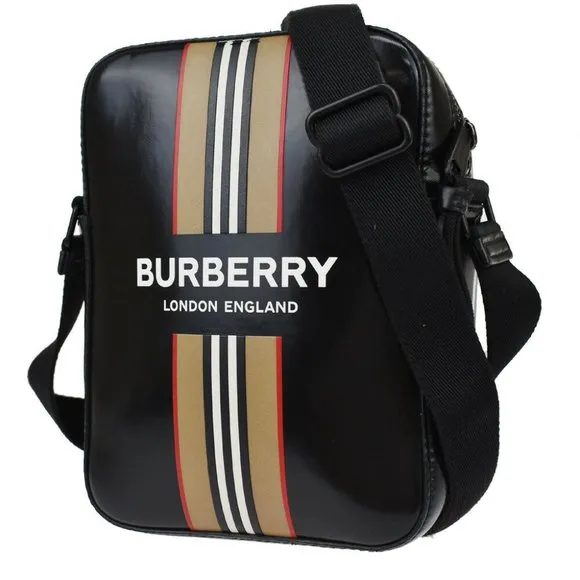 Burberry Thornton Striped Coated Canvas Crossbody Bag