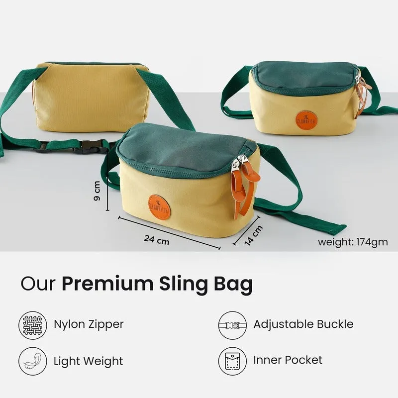 Clownfish Sling Bag - Lightweight, Durable Crossbody | Passport Bag | 24X14X9cm | Green & Yellow