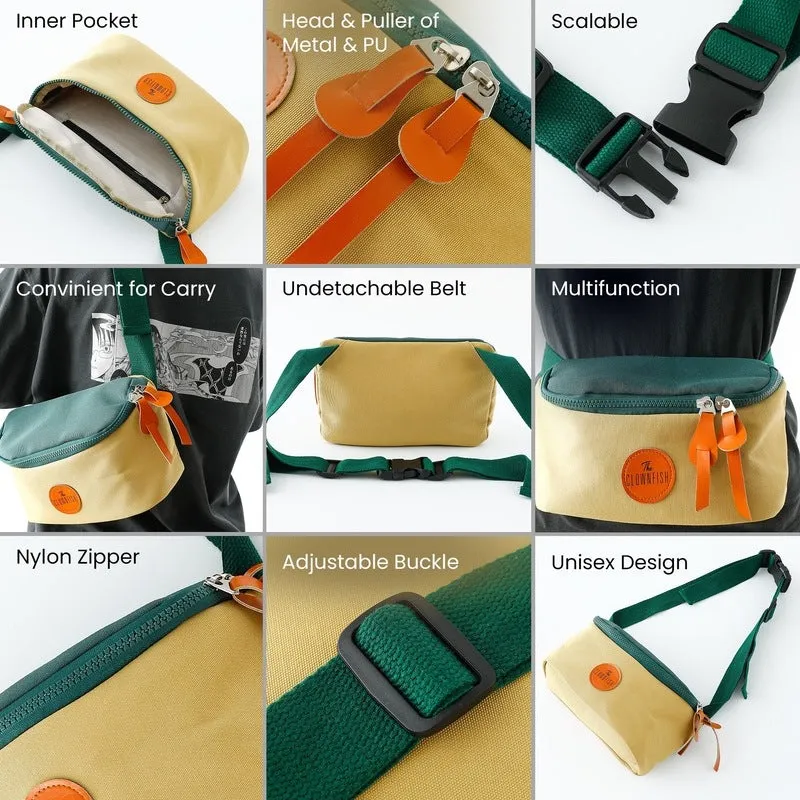Clownfish Sling Bag - Lightweight, Durable Crossbody | Passport Bag | 24X14X9cm | Green & Yellow