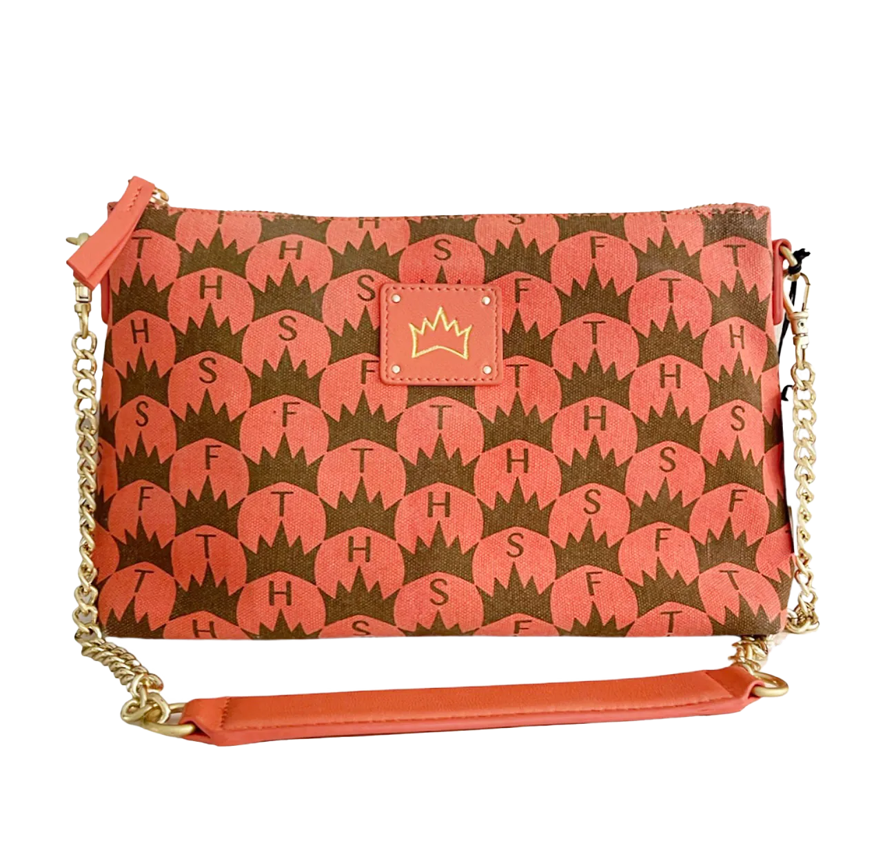 Crown Print Sling Bag - Coral